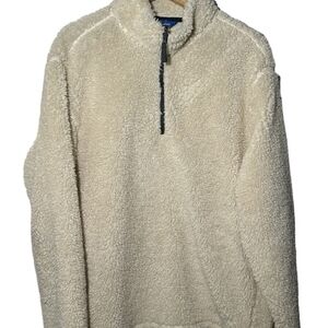 Chubbies Fresh Powder 1/4 Zip HiPile White Men's Beige Zip-Up Sherpa Sweater